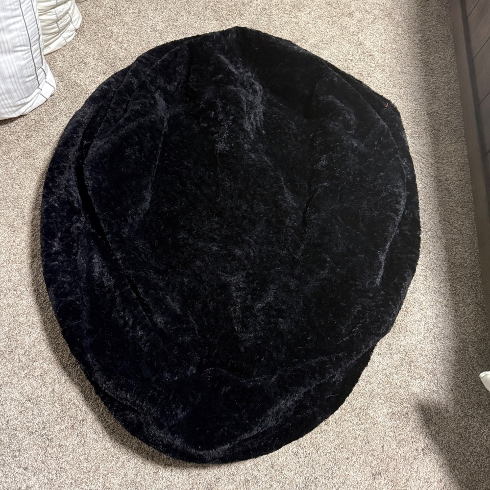 Cordaroy's Full Size Faux Fur Bean Bag Chair Cover Black Plush Soft Replacement